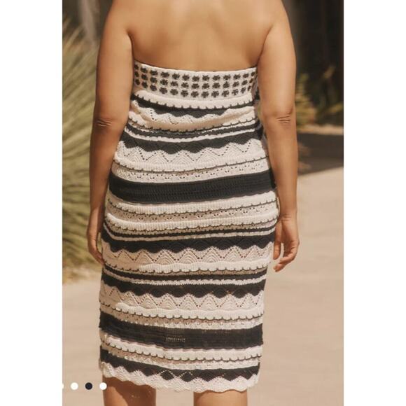 NWT Anthropologie Textured Knit Black White Midi Skirt size XXS Petite msrp $168 - Picture 2 of 14